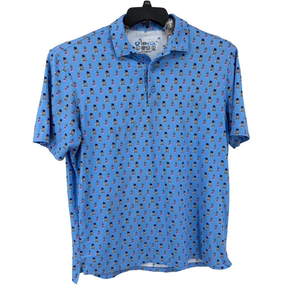 IBKUL Performans Shirt Polo Large Mens‎ Large UPF 50+ IceFil Cooling Pineapple